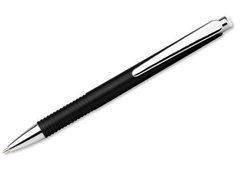 PEONY černé plastové kuličkové pero s kovovým klipem, modrá náplň